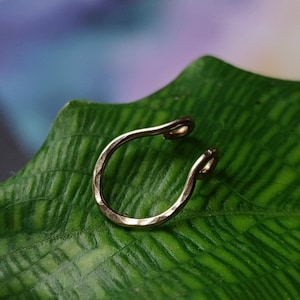 Fake Septum Cuff, Textured 14k Gold Filled, Handmade Clip On Body Jewelry, Dainty Nose Cuff image 1