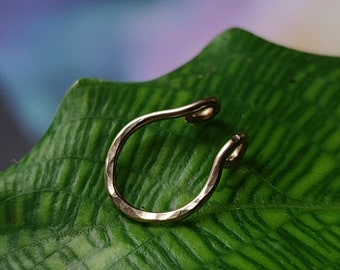 Fake Septum Cuff, Textured 14k Gold Filled, Handmade Clip On Body Jewelry, Dainty Nose Cuff