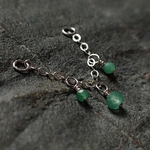 Piercing Kette mit Aventurin Charms in Sterling Silber, Industrial, Helix oder Conch Kette, Aventurin Cottagecore Schmuck