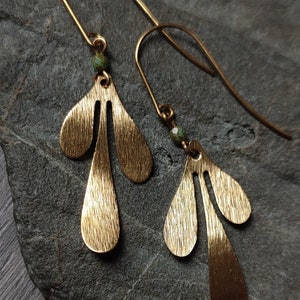 Leaf Earrings with Turquoise Beads, Bohemian Hippie Jewelry