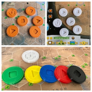 Draft - speler 1 en pass - actieve tokens voor Terraforming Mars - set van 6
