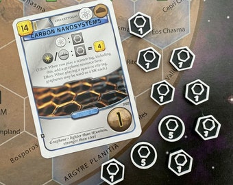 Prelude 2 - Carbon Nanosystems Graphene Marker Token Set (10 Tokens) for Terraforming Mars