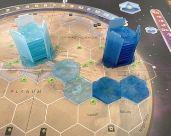 Ocean 9 or 11 Tiles Transparent Resin Ocean Tiles and Holder for Terraforming Mars Upgrade
