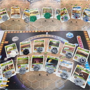 Conjunto de peças de cidade/vegetação designadas por cartão (30 peças) I-X para Terraforming Mars - Conjunto de atualização texturizada 3D