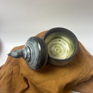ceramic salt cellar/stash jar - blue-gray fog