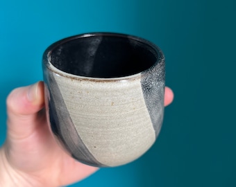 black & white handthrown ceramic tumblr cup