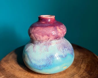handmade ceramic vase - drippy glaze