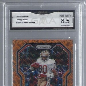 2020 Panini Prizm Jerry Rice Orange Lazer Parallel #291 San Francisco 49ers HOF GMA Graded 8.5 NM-Mt+