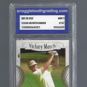 2001 Upper Deck #167 Colin Montgomerie Victory March Snaggletooth Graded Mint 9