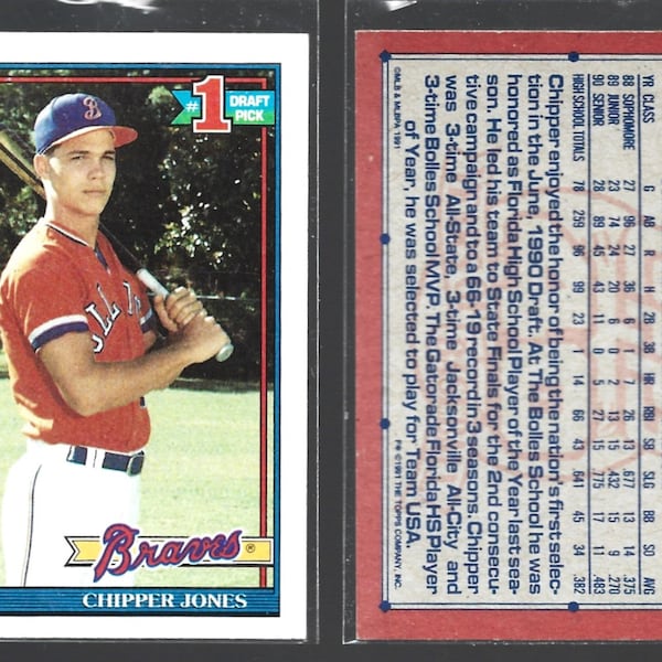 1991 Chipper Jones Rookie Cards Topps or Upper Deck  NR-MT+