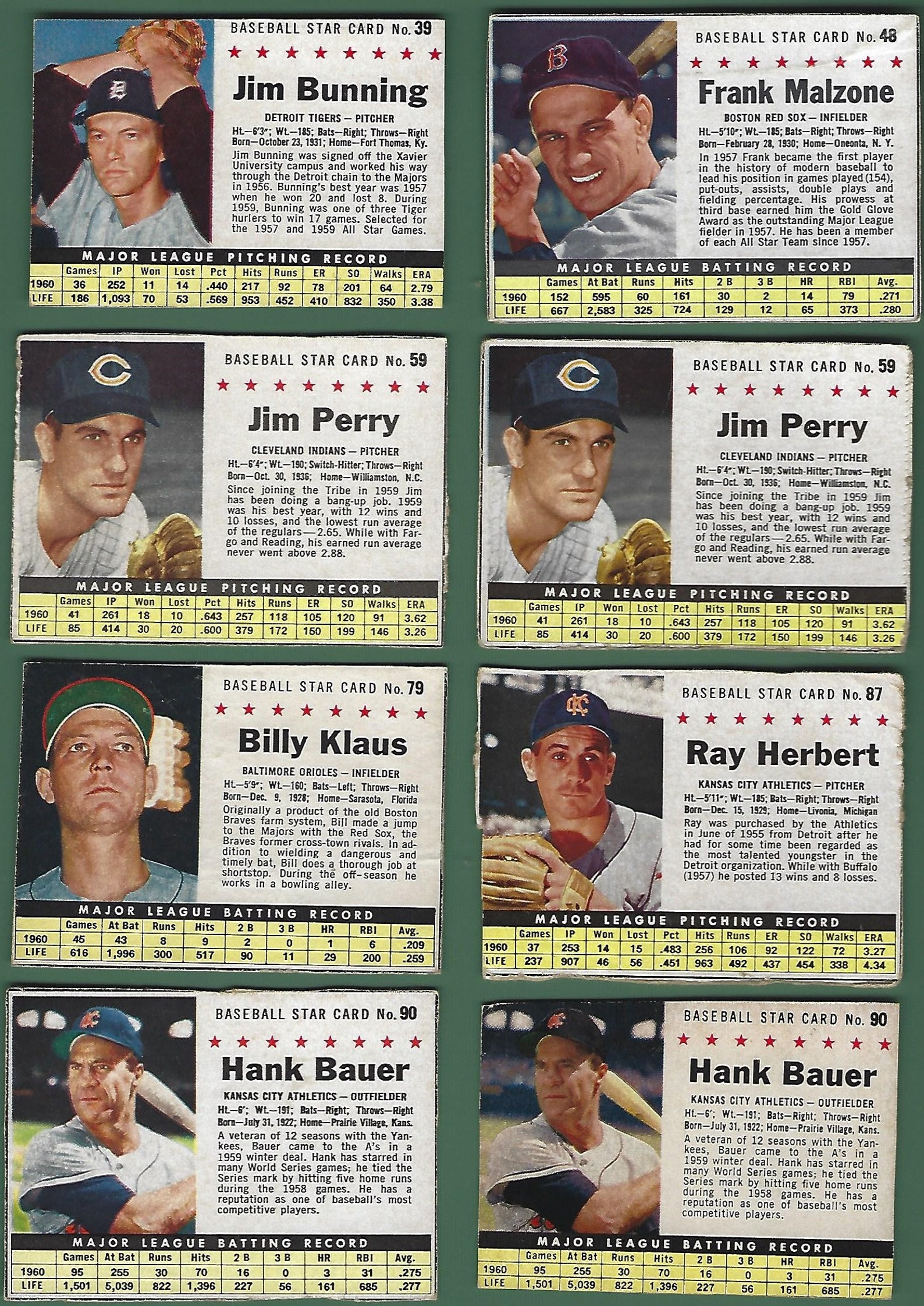 1961 Post Cereal Baseball Box Cards Pick Your Cards 26200 Etsy