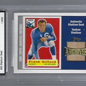 2001 Topps Archives Reprint Stadium Seat Relics Frank Gifford #AS-FG PGA Graded 10 Gem Mint