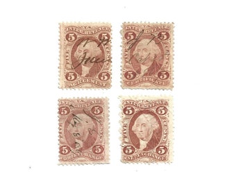 1862-71 U.S. Revenue Stamps #R23-24, R26-27 5c Lot of 4 Stamps Used NH