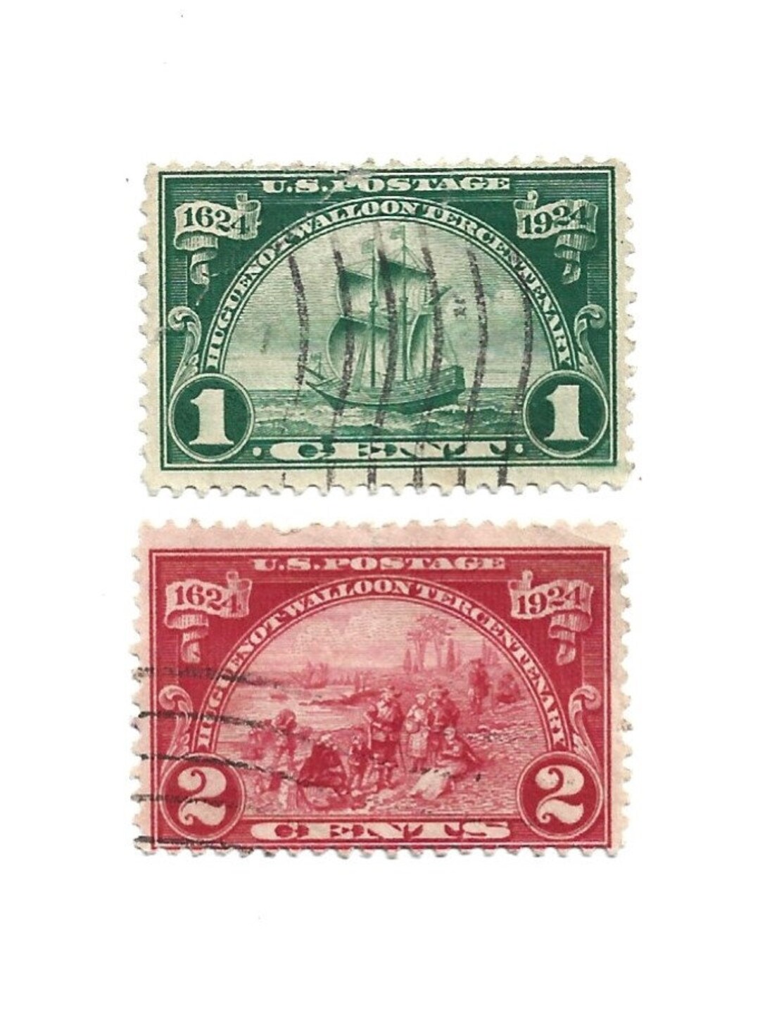 1924 US Postage Stamp #614-15, 1c & 2c Huguenot Issue, Used NH - Etsy