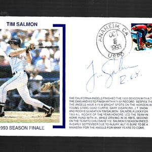 MLB Tim Salmon or Raúl Mondesí Autographed Silk Cachet Commemorative Postal Cover W/COA