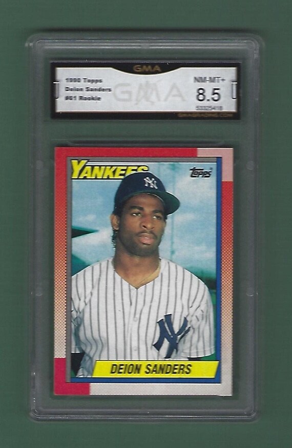 1990 Topps 61 Deion Sanders New York Yankees Rookie Card Gma Etsy