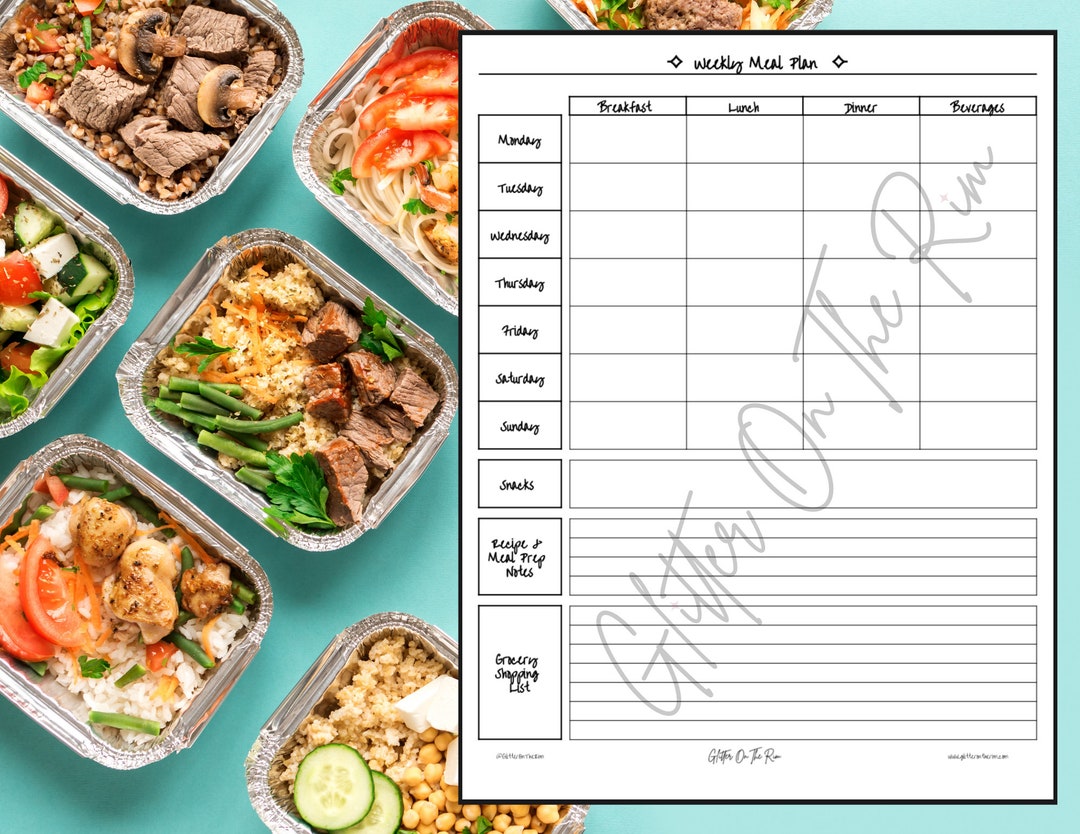 Printable Weekly Meal Plan Digital Download Weekly Meal Planner - Etsy UK