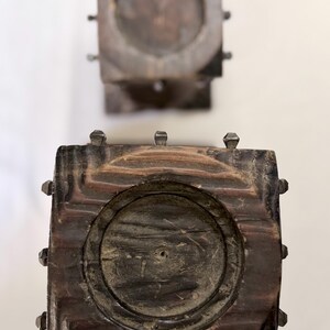 Vintage Brutalist Wood Candle Holders, Hand-Carved Spanish Revival Pillar Stands (Set of 2) image 5