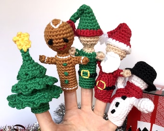 Christmas Crochet Finger Puppet Pattern, Holiday Amigurumi (PDF Pattern)