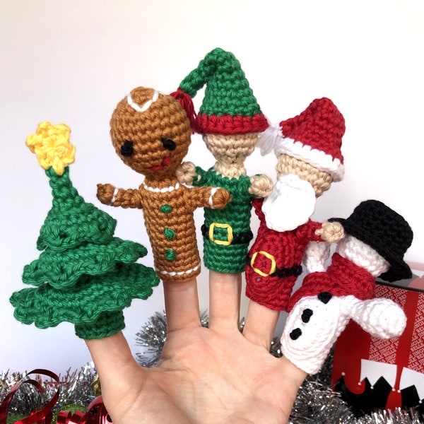 PATTERN ONLY-Christmas amigurumi, Finger puppets, Pattern PDF diy, Stocking stuffer, Holiday décor, Christmas toys, Children theater, Puppet