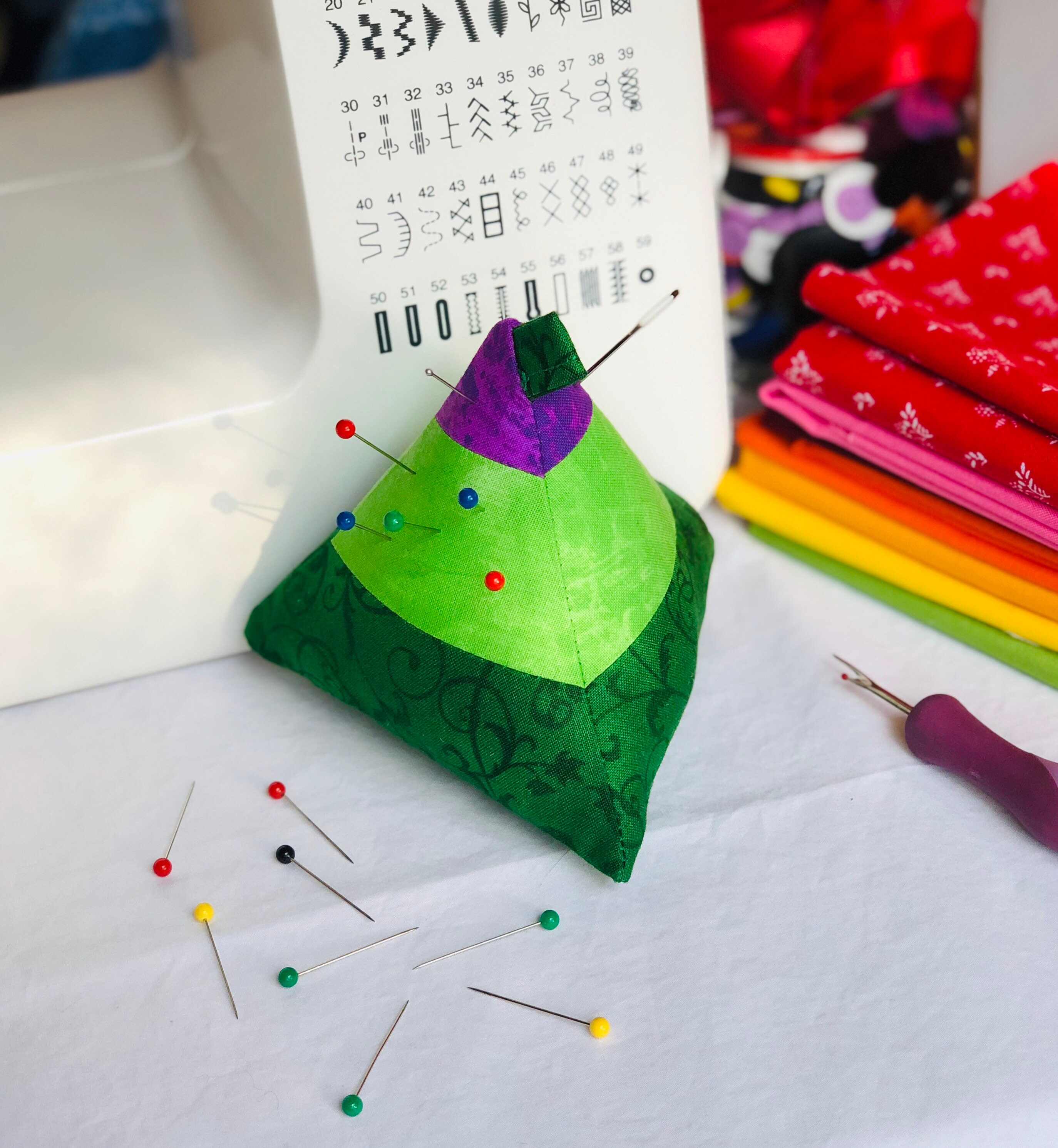 Purple/Green Pyramid Pin CushionPattern WeightFabric Etsy