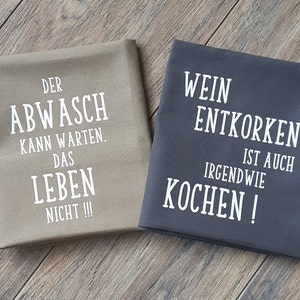 Geschirrtuch - coole Sprüche für die Küche, Küchentuch aus feiner Baumwolle - personalisierbar - Küche Deko - Geschenk zum Einzug
