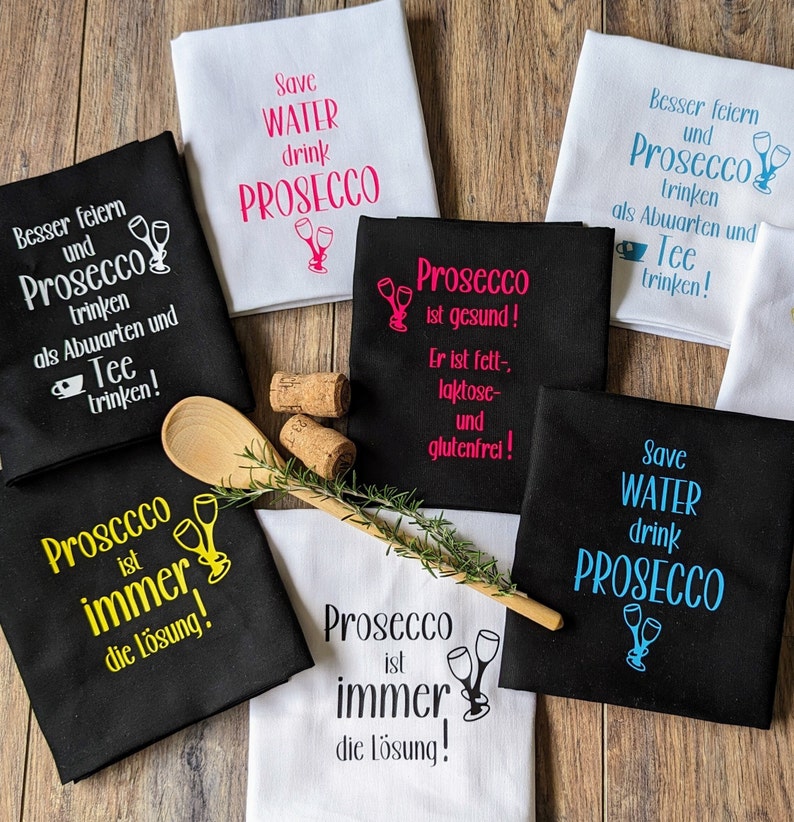 Geschirrtuch Prosecco Edition, mit Knallfarben bedruckt Küchentuch