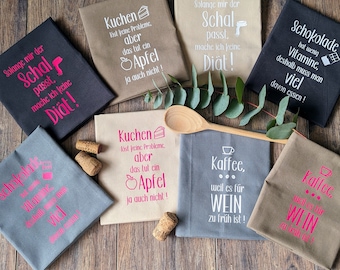 Geschirrtuch Nasch -Edition, bedrucktes Küchentuch mit coolen Sprüchen für Naschkatzen, witzig lustig Schokolade Kuchen Kaffee Baumwolle