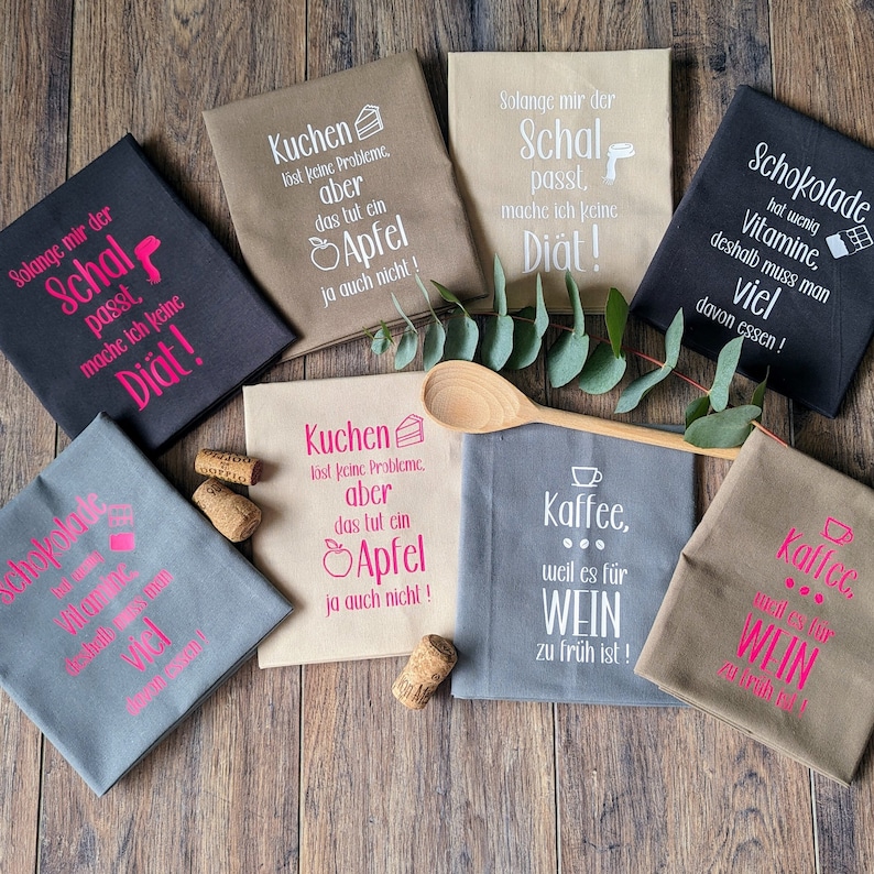 Geschirrtuch Nasch Edition, bedrucktes Küchentuch mit coolen Sprüchen