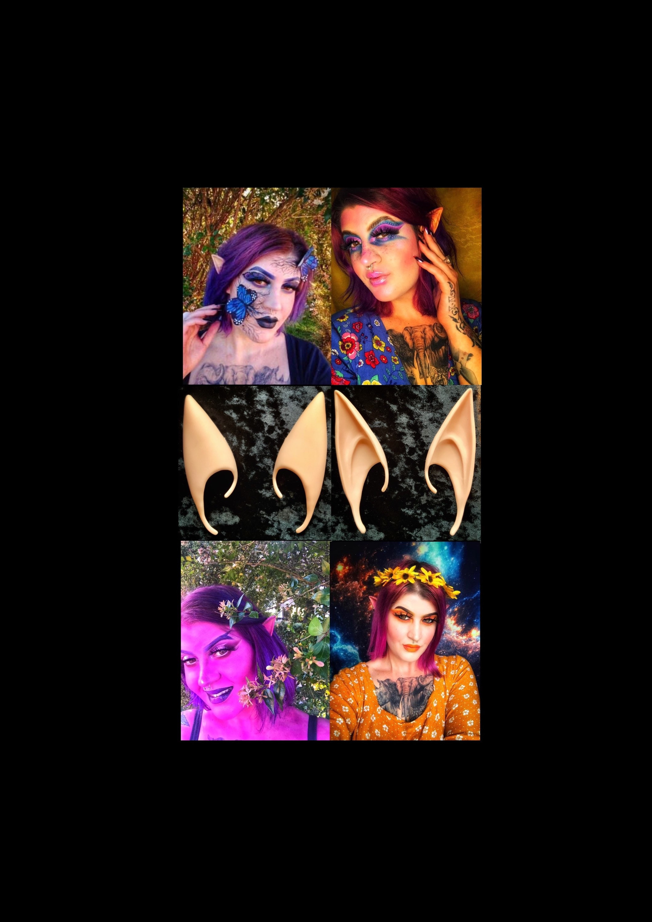 sachin and babi light blue dress 2 Pairs Skin Color Fairy Elf Ears - Halloween Pixie Latex Ear Tip Set