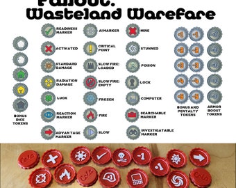 Bottle cap tokens, fallout wasteland warfare. Tokens for fallout boardgame