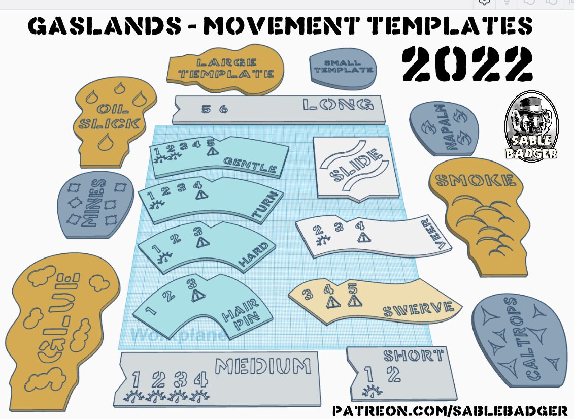 Gaslands Templates Printed in PLA Plastic 18 Templates - Etsy