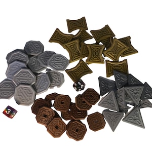 Monedas de fantasía / tamaño grande / en piezas de oro, plata, platino, electrum y cobre - monedas impresas en 3D para D&D y otros juegos, RPG