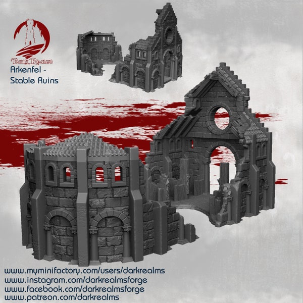 Grote ruïne voor wargames | modulair terrein | verspreid terrein voor warhammer-spellen | gebouwen | Oorlogsspellen | Oorlogsgamen