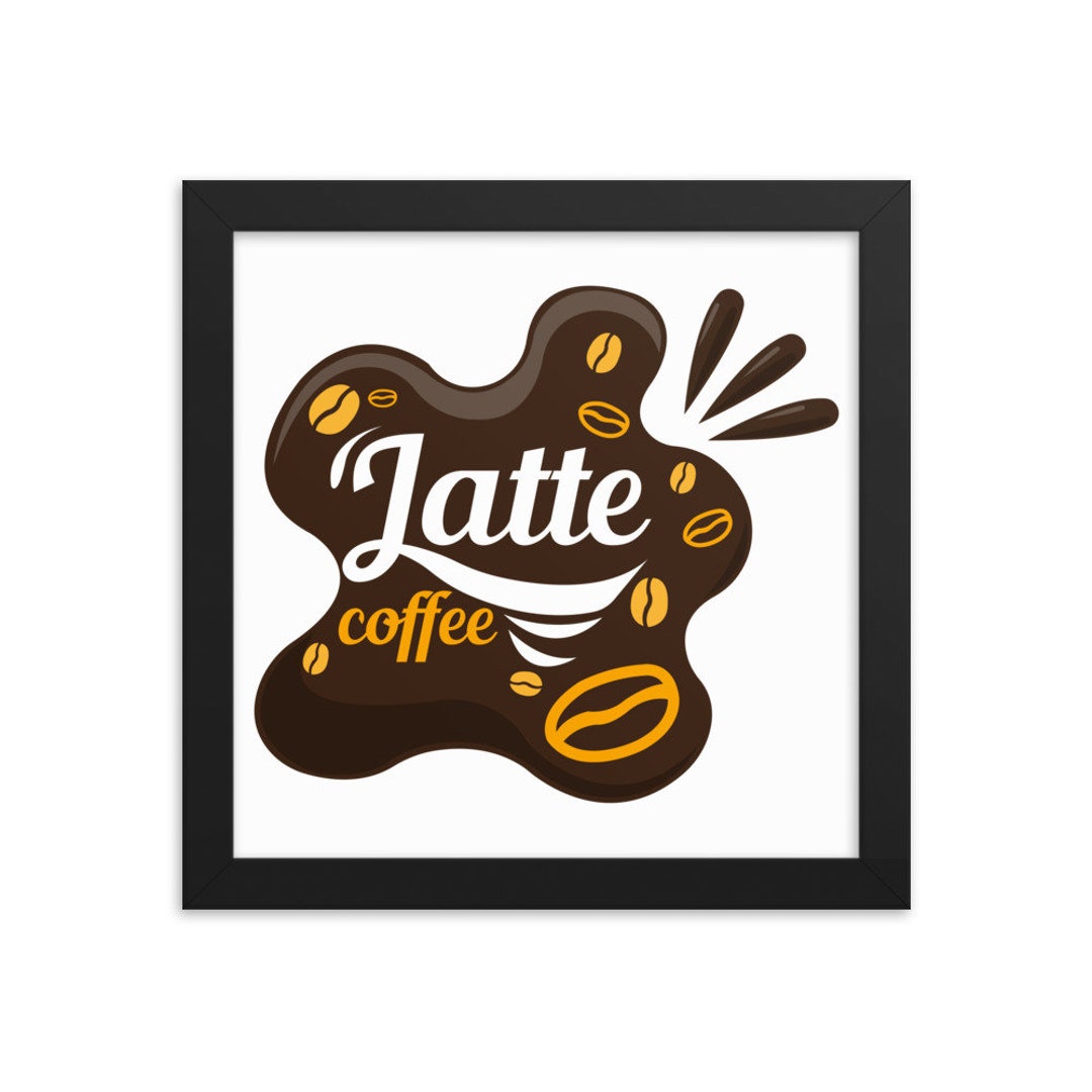 Latte Coffee Framed Wall Art for Home Décor, Coffee Bean Framed Print
