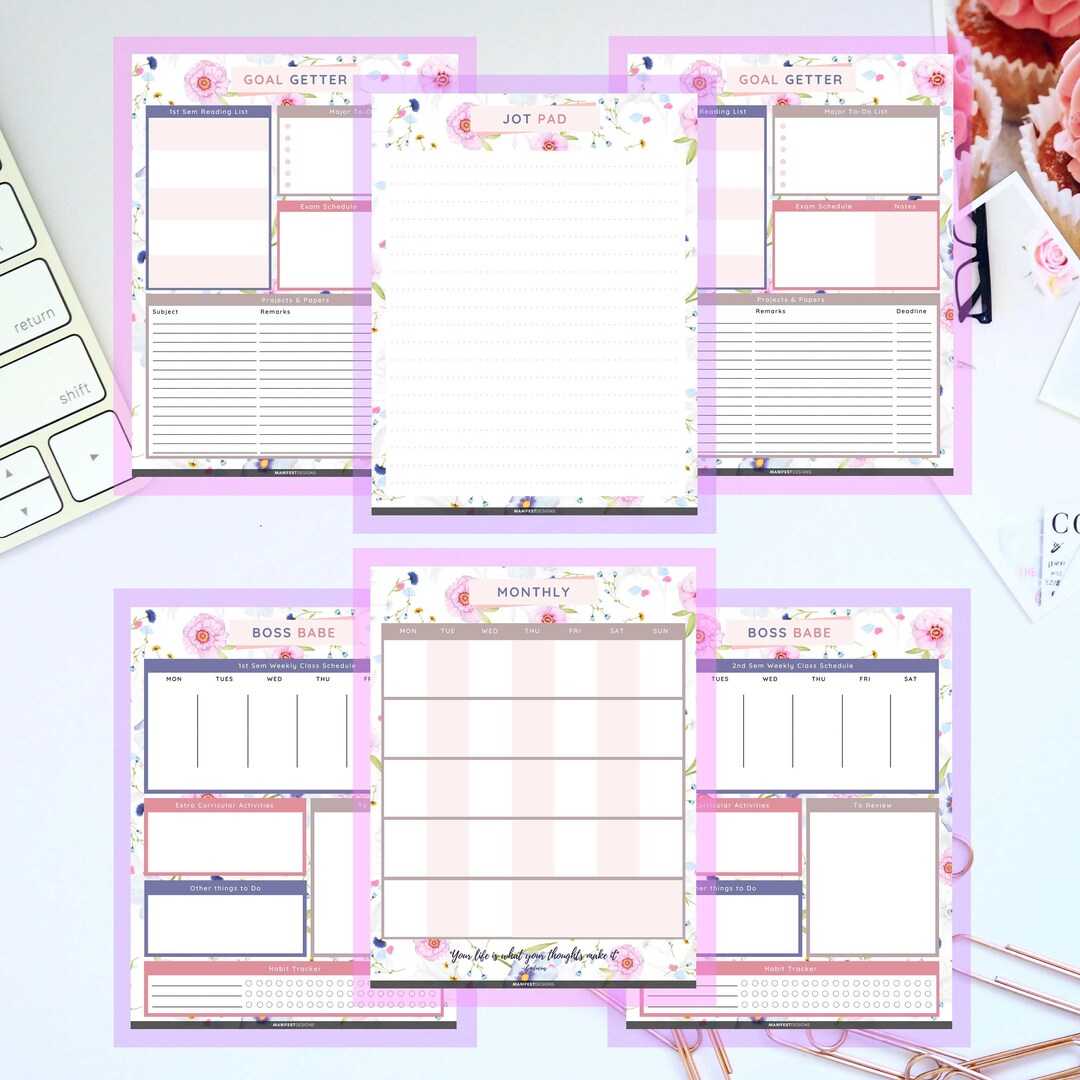 6 College Planner Printables | Semestral | Letter Size, Instant ...