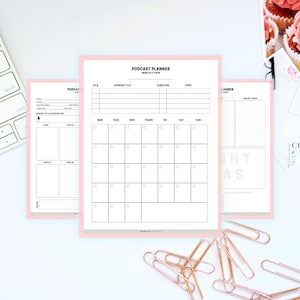 Podcast Planner Printables 3-in-1 Minimalist Design | Instant Download | Simple Planner |