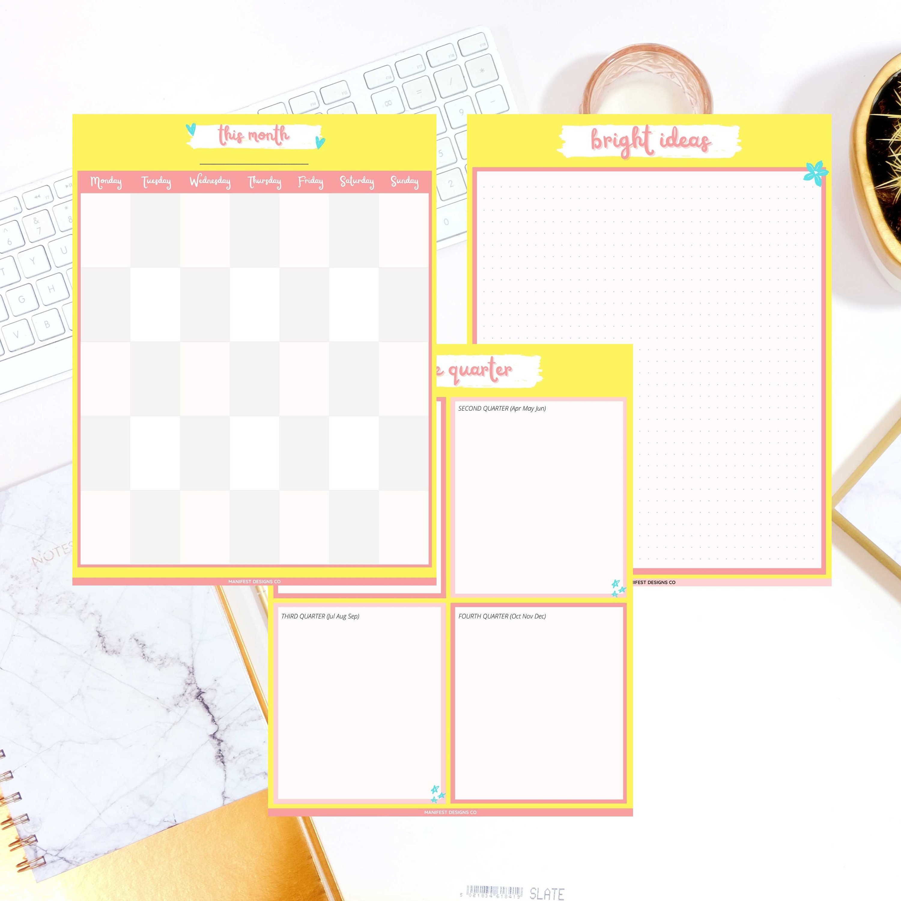 Monthly Weekly Quarterly Printable Planners Bundle of 5 - Etsy