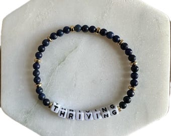 Personalized Beaded Word Bracelet: Custom Affirmation Crystal Stretch Bracelet