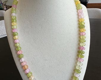 Baroque Pearl Pastel Ombre Beaded Gemstone Necklace, Chunky Beach Jewelry, Gift for Her, Coastal Aesthetic