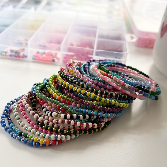 Colorful Beaded Bracelets Rainbow Bracelets Stretchy Beaded Etsy