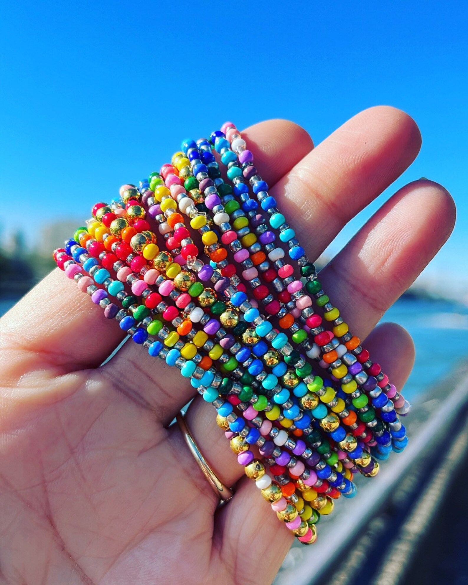 Rainbow Beaded Bracelets Gold Filled Rainbow Bracelets Etsy