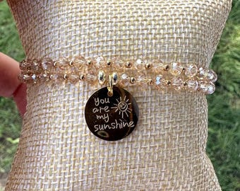 Mother’s Day Bracelet for Mom – Meaningful Gift from Daughter or Son, You Are My Sunshine, Follow Your Bliss, Handmade Keepsake