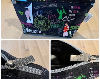 Wicked the Musical Reusable Snack, Cosmetics or School Supplies Bag with Water Proof and Food Safe PUL Lining