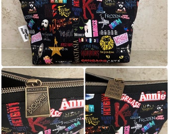 Musical Broadway Shows Reusable Snack or Cosmetics Bag with Water Proof PUL Lining