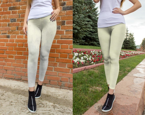 Cream Colored Leggings Light Yellow Leggings | Etsy