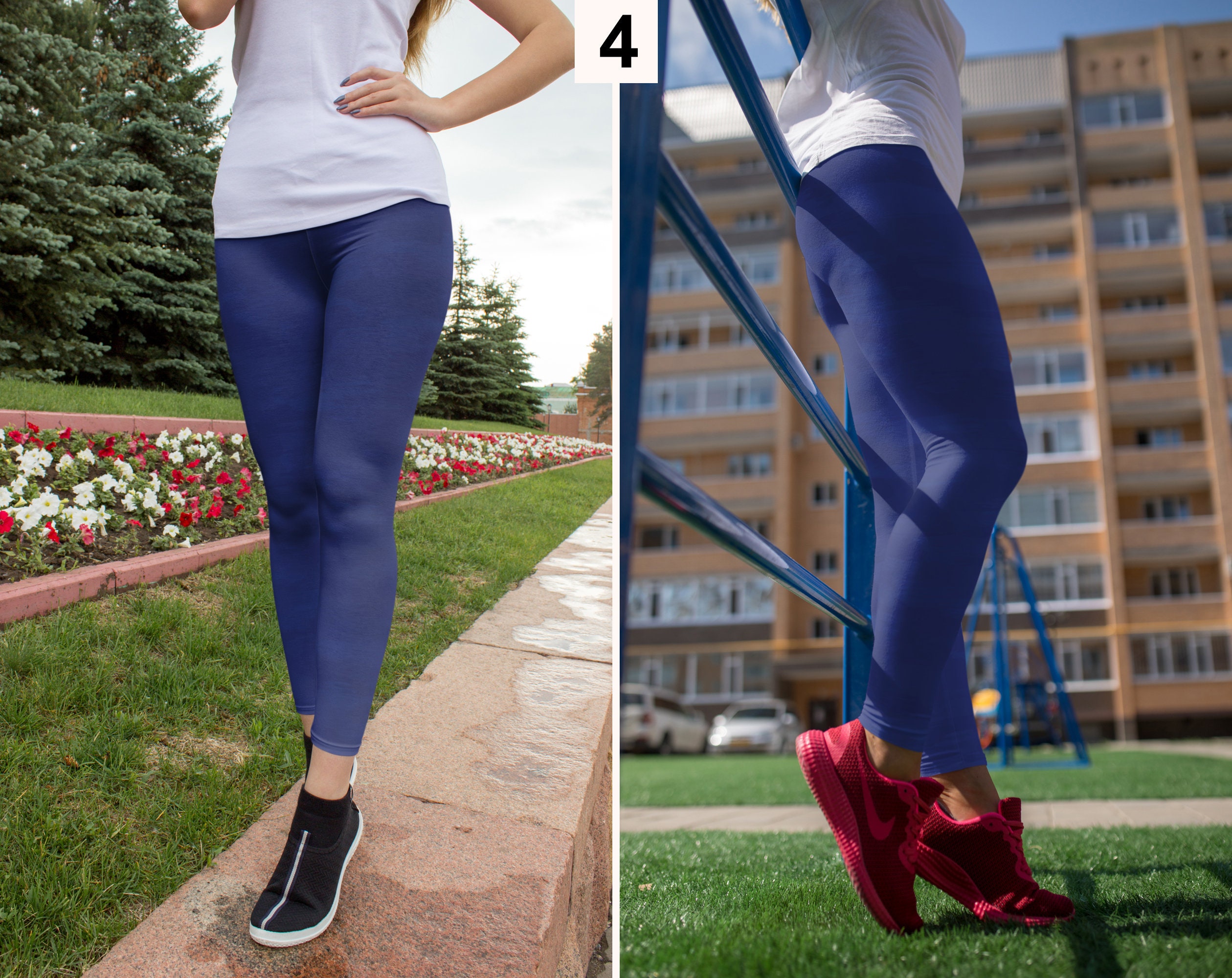 Dark Blue Leggings Blue Leggings Etsy