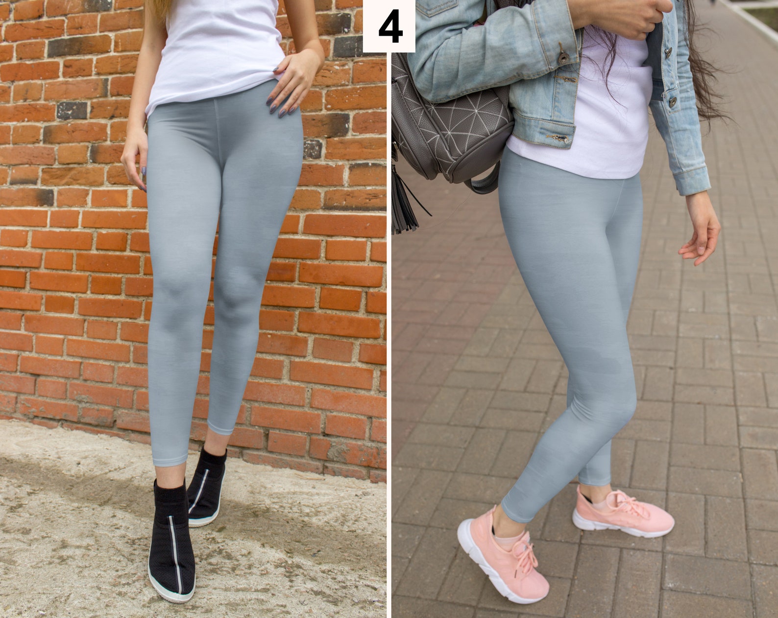 Blue Grey Leggings Grayish Blue Leggings Etsy