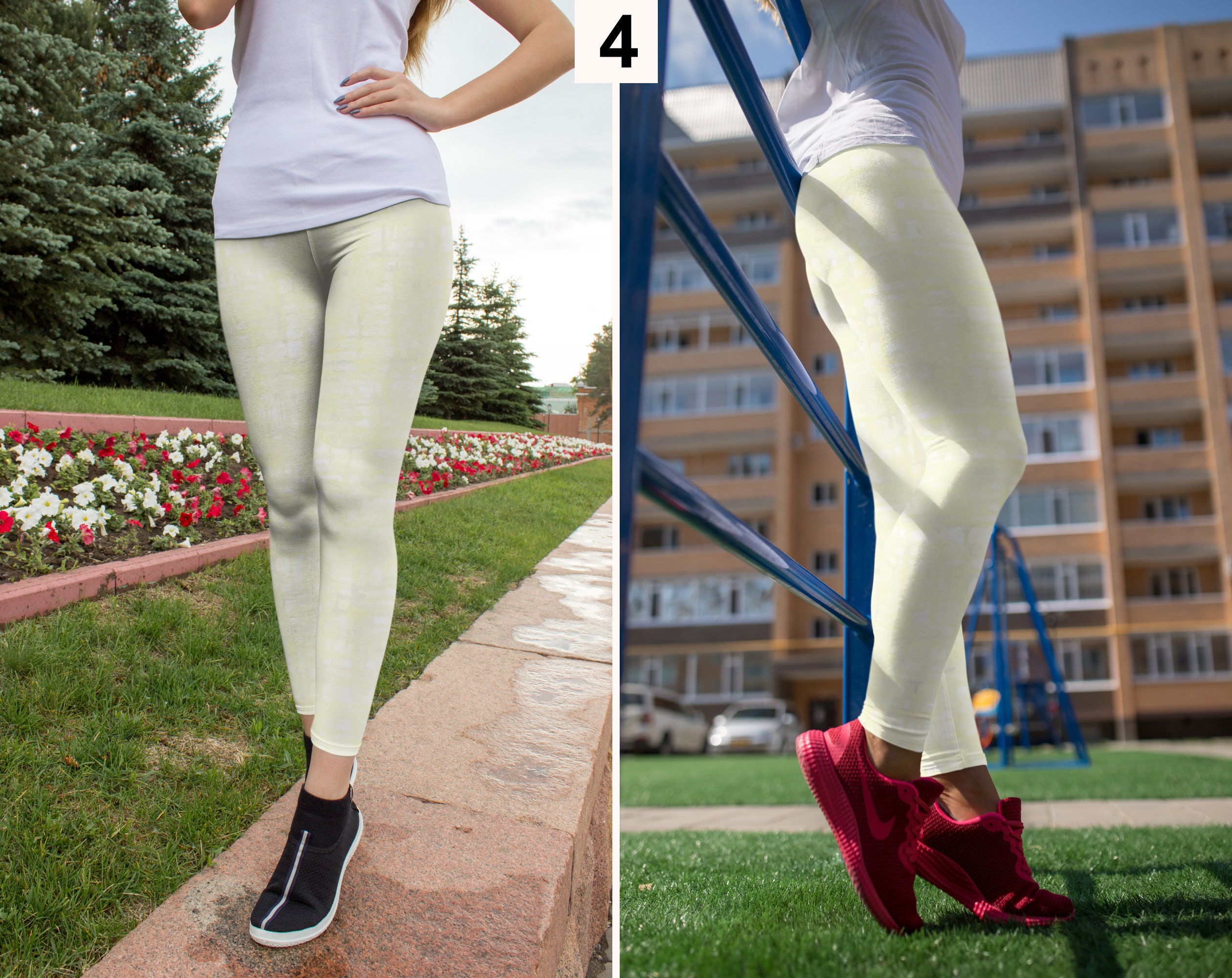 Cream Leggings Womens Cream Leggings Etsy