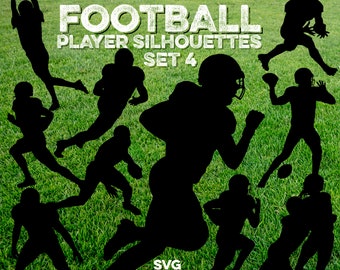 FOOTBALL PLAYER SILHOUETTES: Set 4 - clip art - cut file - sublimation - cricut - vector - png - eps - svg - dxf